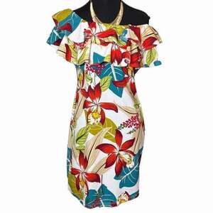 Philosophy of Paek P.O.P. Tropical Floral Off-the-Shoulder Ruffle Mini Dress L